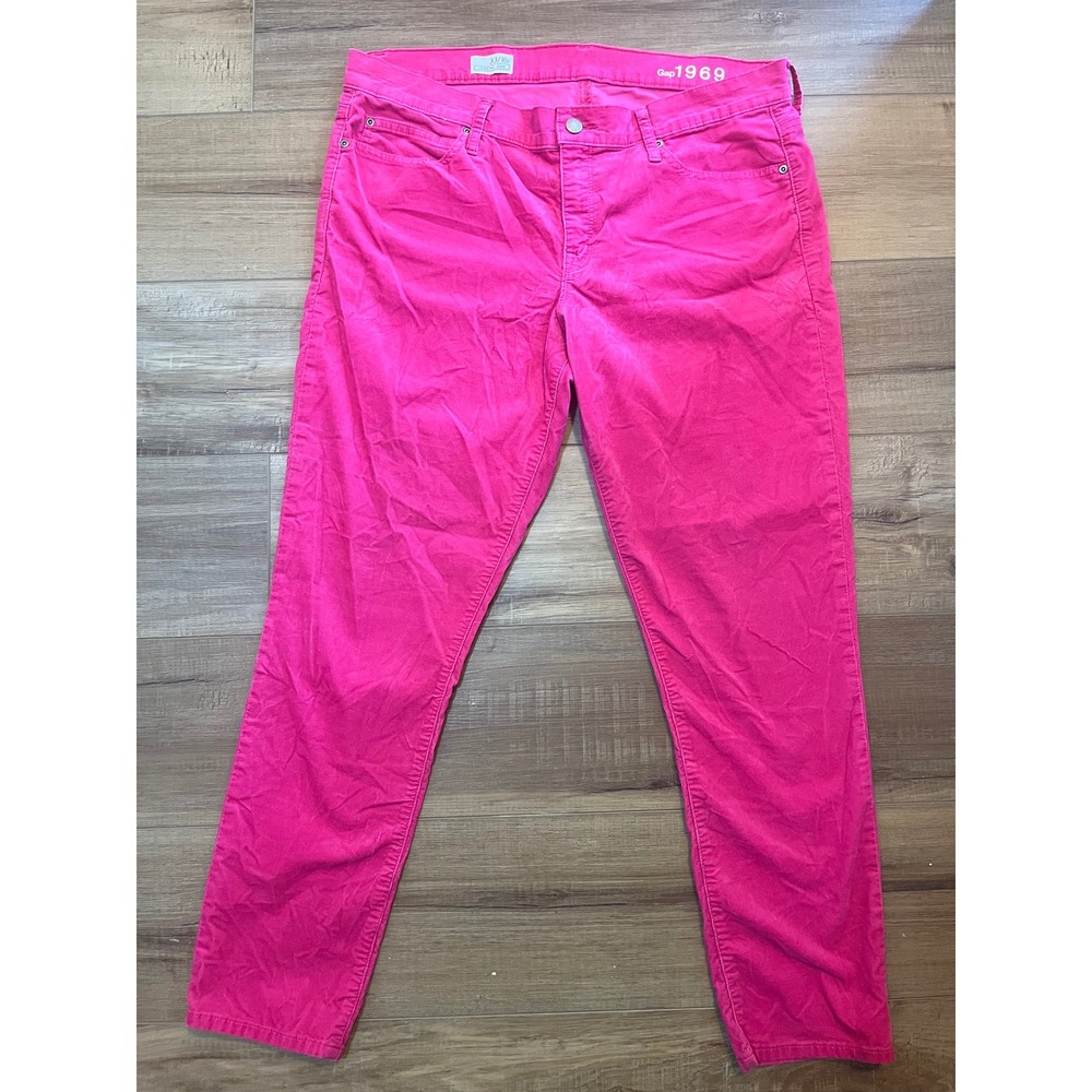 Gap 1969 Legging Jean Corduroy Pants Raspberry Pink Size 33/16r Slim Fit
